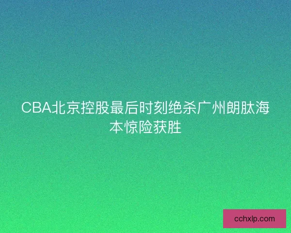 CBA北京控股最后时刻绝杀广州朗肽海本惊险获胜 CBA北京控股最后时刻绝杀广州朗肽海本惊险获胜