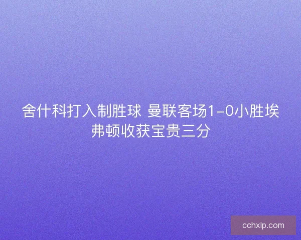 舍什科打入制胜球 曼联客场1-0小胜埃弗顿收获宝贵三分